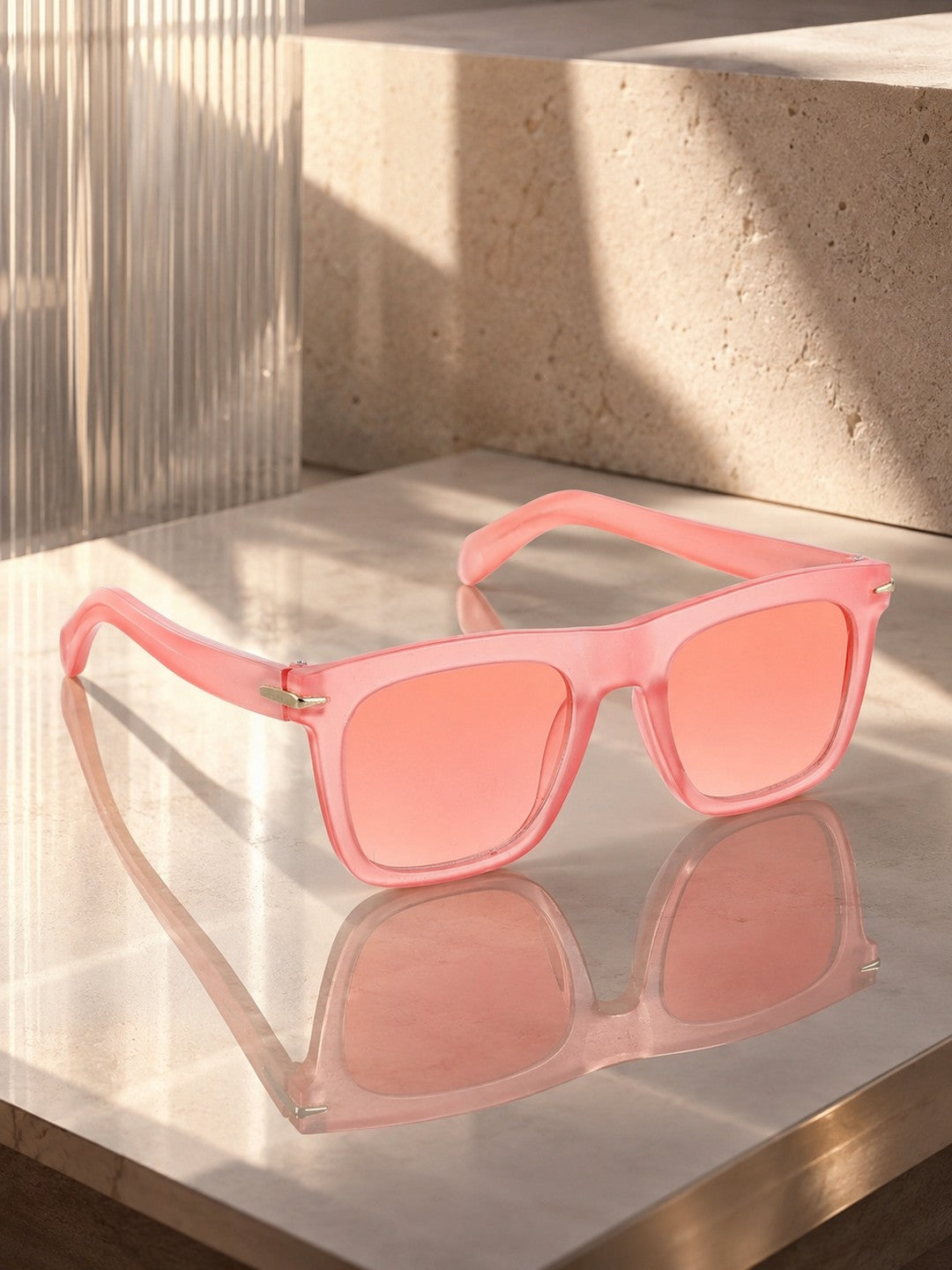 Prime Red Rectangle One Size Plastic UV Sunglasses-OL142RD