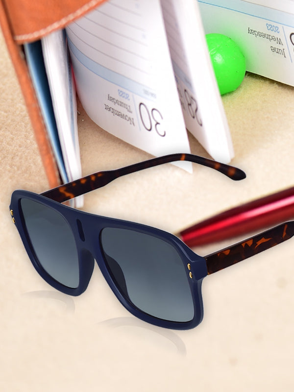 Celebrity Blue Polycarbonate Frame With Blue UV Protected Lens Oversized Sunglasses for Unisex_481-BL