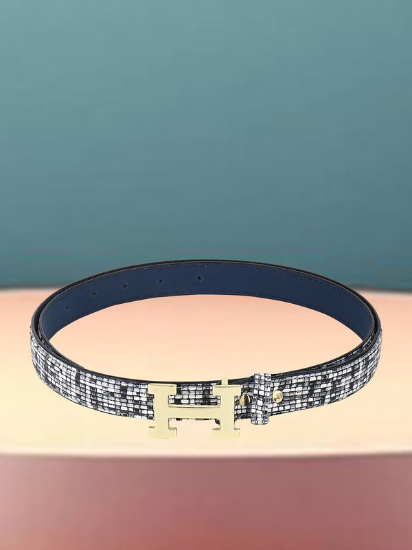 Sandy D Carter Women Black Synthetic Leather Waist Belt for Jeans & Formal Paint SDC-22-542-PTBK