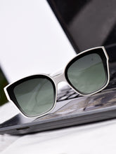 Celebrity White Polycarbonate Frame With Grey UV Protected Lens Browline Sunglasses for Unisex_LH100-WH