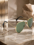 Prime Green Aviator One Size Metal UV Sunglasses-OL139GR