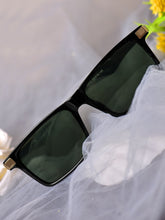 Celebrity Black Polycarbonate Frame With Black UV Protected Lens Browline Sunglasses for Unisex_LH010-BK