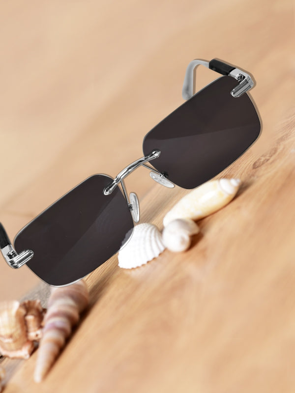 Celebrity Black Plastic and Metal Frame With Black UV Protected Lens Browline Sunglasses for Unisex_2500-BK