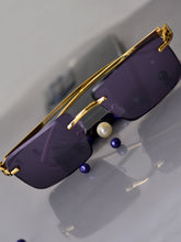 Celebrity Black Plastic and Metal Frame With Purple UV Protected Lens Browline Sunglasses for Unisex_2688-BK