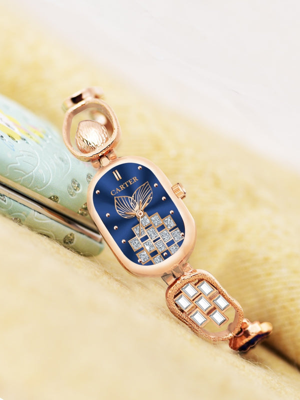 Sandy D Carter Metal Blue Analogue Rectangular Watches for Women_Sandy D Carter-214-BL