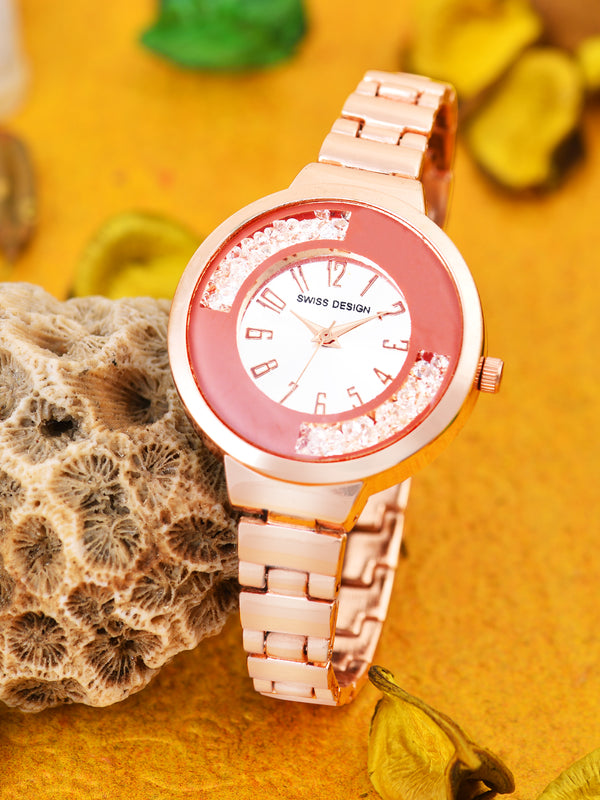 Fluid Rose Gold Stylish Analog Metal Watch For Women SDWatch24-G11