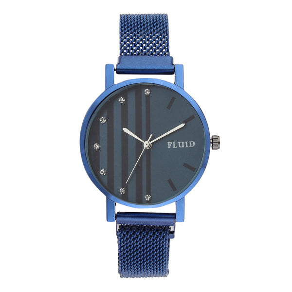 Fluid  Blue Round Allow Strap Analog Watches for Women FLWatch24-Mag-BL-01
