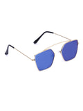 Prime Blue Geometric Hexagonal One Size Metal UV Sunglasses-OL104BL