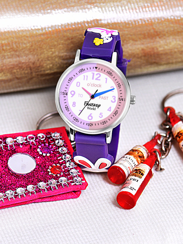 Fantasy World Blue 3D Print Rubber Strap Time Teacher Analog Watch Boys & Girls FW-25-SL-07
