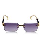 Celebrity Black Plastic and Metal Frame With Purple UV Protected Lens Browline Sunglasses for Unisex_2688-BK