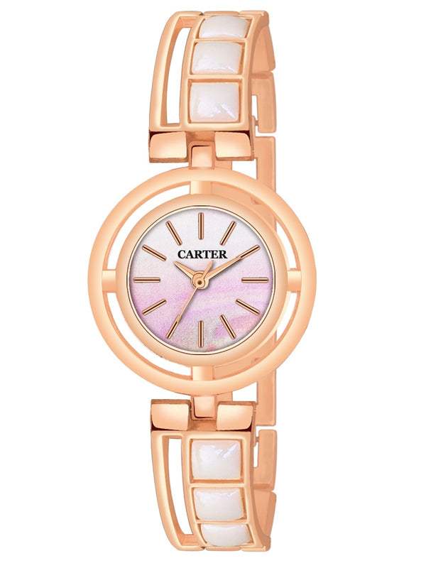 Sandy D Carter Metal Rose Gold Analogue Round Watches for Women_Sandy D Carter-135-RG