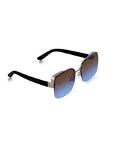 Celebrity Blue Plastic and Metal Frame With Blue UV Protected Lens Browline Sunglasses for Unisex_2323-BK