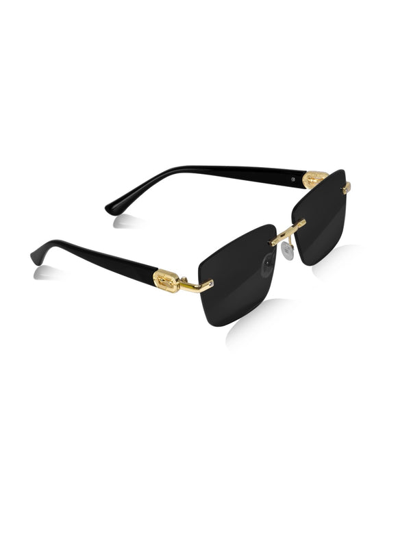 Celebrity Black Plastic and Metal Frame With Black UV Protected Lens Browline Sunglasses for Unisex_2371-BK