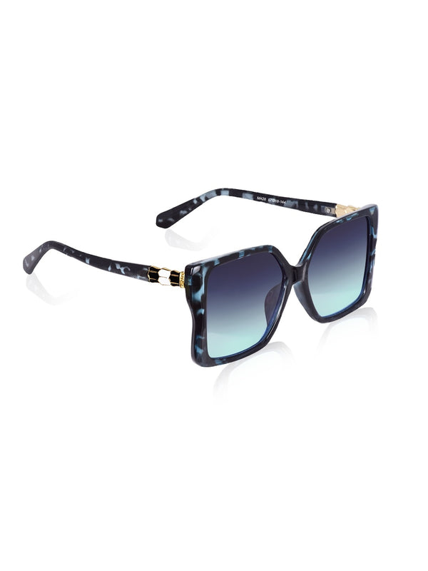 Celebrity Blue Polycarbonate Frame With Blue UV Protected Lens Oversized Sunglasses for Women_428-BL