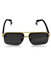 Celebrity Black Plastic and Metal Frame With Black UV Protected Lens Browline Sunglasses for Unisex_2306-BK