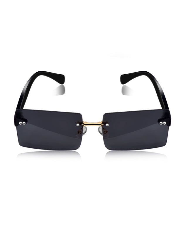 Celebrity Black Polycarbonate Frame With Black UV Protected Lens Browline Sunglasses for Unisex_310-BK