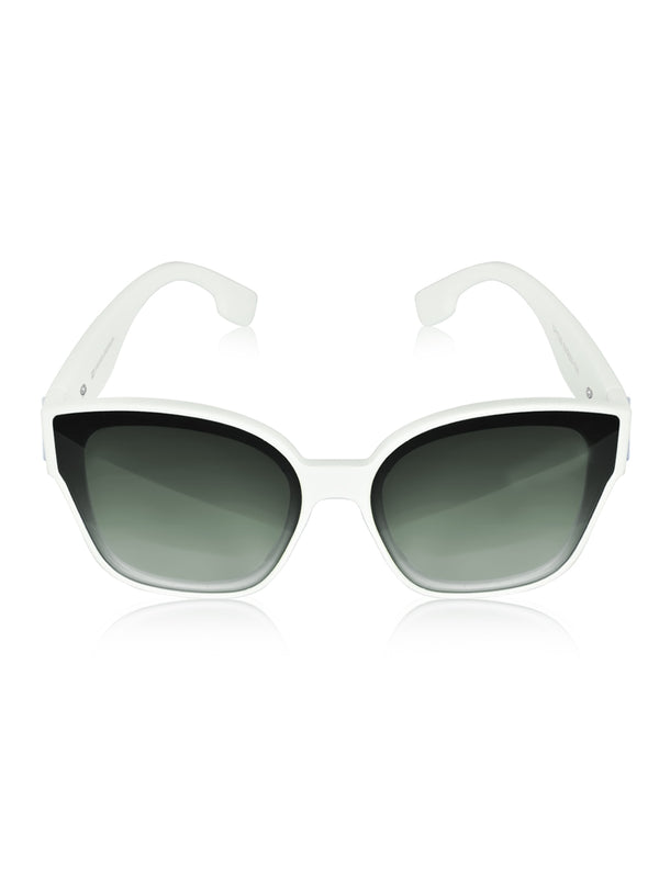 Celebrity White Polycarbonate Frame With Grey UV Protected Lens Browline Sunglasses for Unisex_LH100-WH