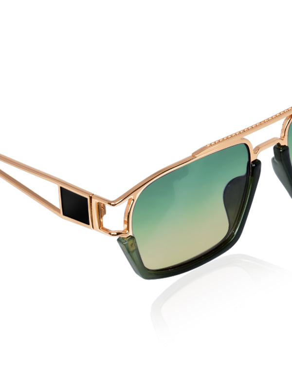 Celebrity Green Metal Frame With Green UV Protected Lens Browline Sunglasses for Unisex_LH039-GR