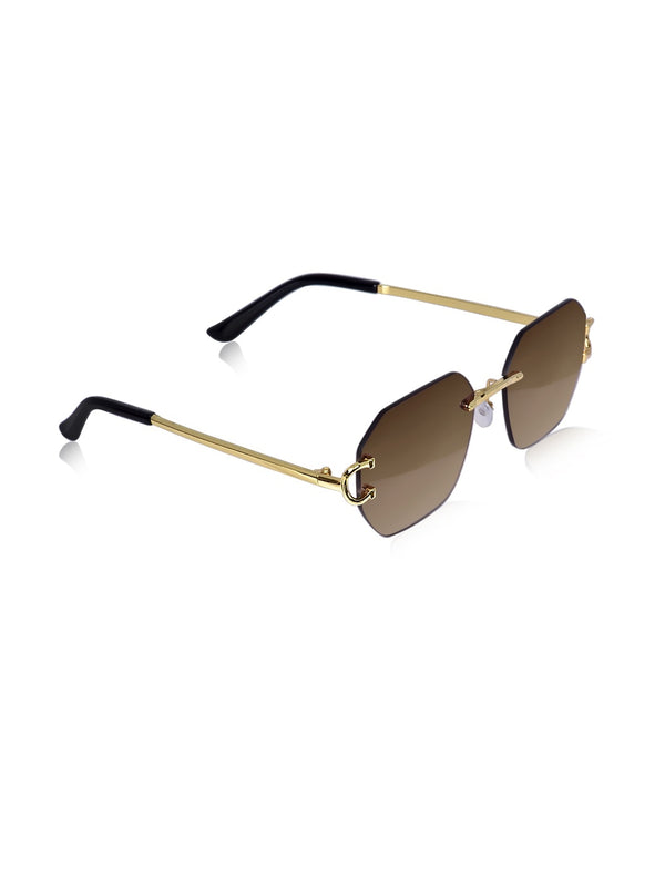 Celebrity Brown Metal Frame With Brown UV Protected Lens Browline Sunglasses for Unisex_2679-BR