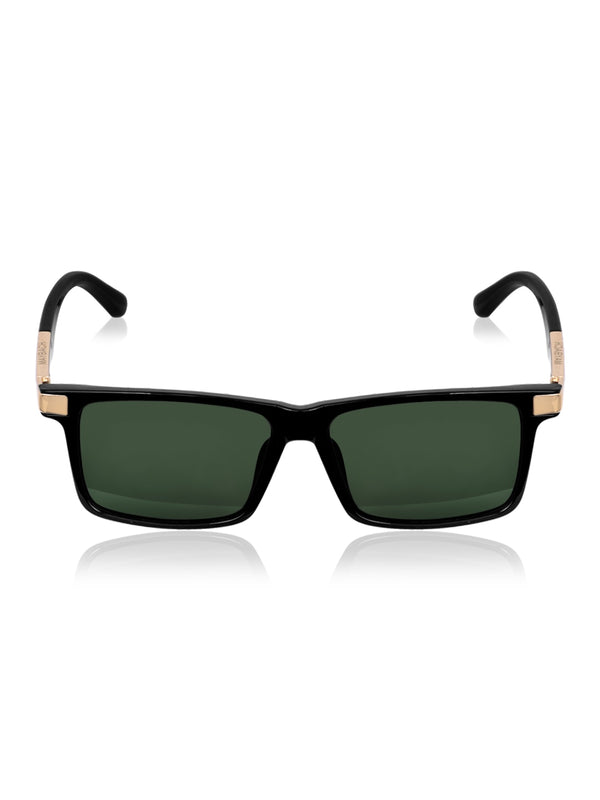 Celebrity Black Polycarbonate Frame With Black UV Protected Lens Browline Sunglasses for Unisex_LH010-BK