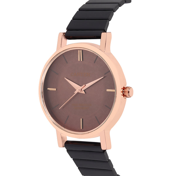 Sandy D Carter Metal Rose Gold Analogue Round Watches for Women_SDC24-56-RG-BR