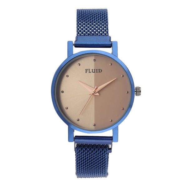 Fluid  Blue Round Allow Strap Analog Watches for Women FLWatch24-Mag-BL-08