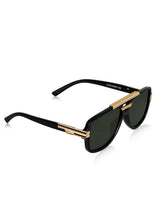 Celebrity Black Polycarbonate Frame With Black UV Protected Lens Browline Sunglasses for Unisex_LH132-BK