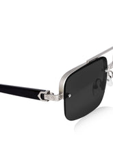 Celebrity Black Plastic and Metal Frame With Black UV Protected Lens Browline Sunglasses for Unisex_2317-BK2