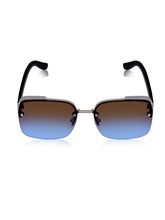 Celebrity Blue Plastic and Metal Frame With Blue UV Protected Lens Browline Sunglasses for Unisex_2323-BK