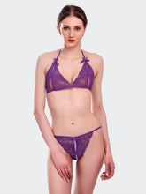 Fleurt Purple Lycra Net Bikni Set I Lingerie Set - One Size (Free Size) For Women Fleurt-Set-206-PR