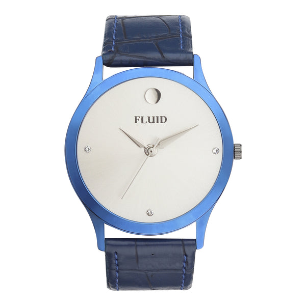 FLUID Blue Leather Strap Watches For Men FLWatch24-788G-WH01