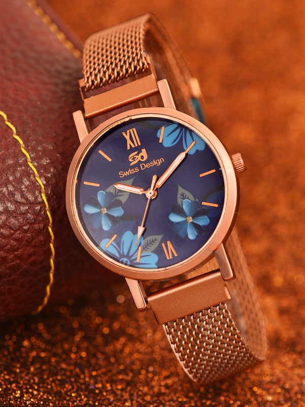 Fluid Rose Gold Stylish Analog Magntic Strap Watch For Women SDWatch24-016-RG04