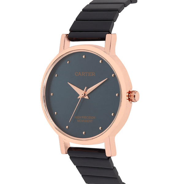 Sandy D Carter Metal Blue Analogue Round Watches for Women_SD-Carter-52-RG-BL