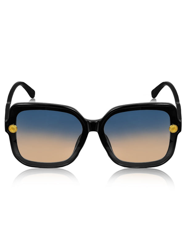 Celebrity Black Polycarbonate Frame With Grey UV Protected Lens Oversized Sunglasses for Women_6948-BK