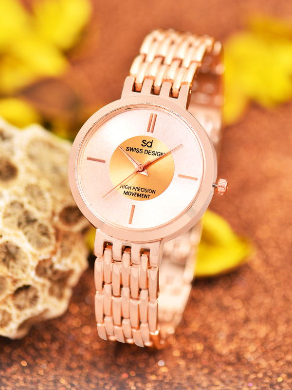 Fluid Rose Gold Stylish Analog Metal Watch For Women SDWatch24-028-RG01