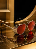 Prime Red Round One Size Metal UV Sunglasses-OL150RD