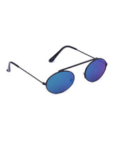 Celebrity Full Rim Black Metal Frame With Blue UV Protected Lens oval Sunglasses for Men & Women_5716402