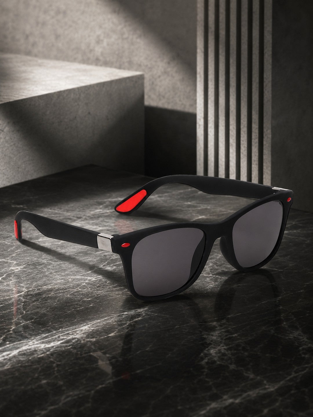 Prime Black Rectangle One Size Plastic UV Sunglasses-OL143BK