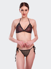 Fleurt Black Lycra Net Bikni Set I Lingerie Set - One Size (Free Size) For Women Fleurt-Set-208-NEW-BK