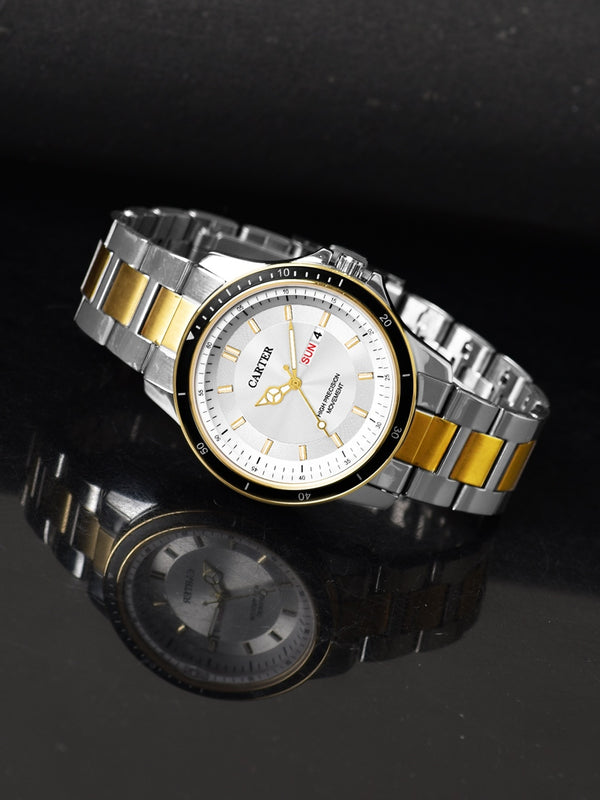 Sandy D Carter Metal Gold Analogue Round Watches for Men_Sandy D Carter-184-SL-GD