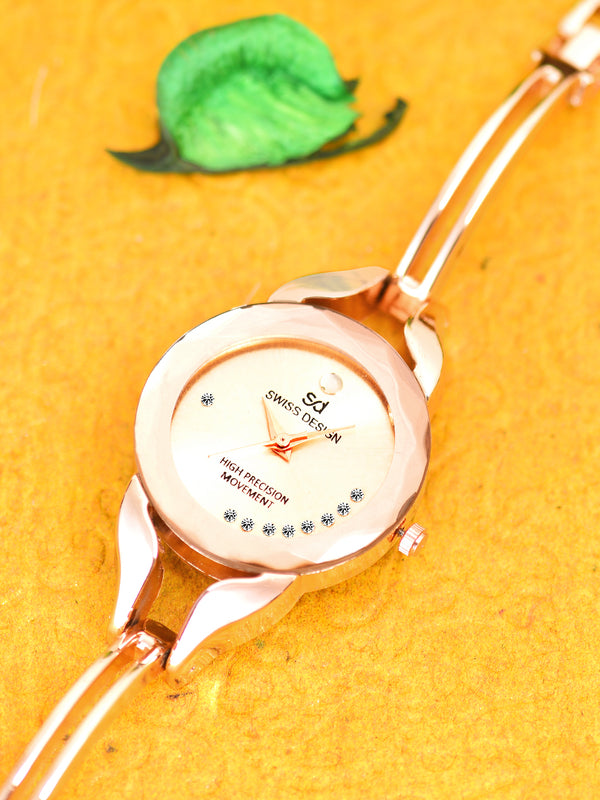 Fluid Rose Gold Stylish Analog Metal Watch For Women SDWatch24-023-RG01