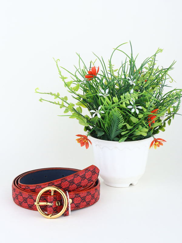Sandy D Carter Women Red Synthetic Leather Waist Belt for Jeans & Formal Paint SDC-22-543-RD
