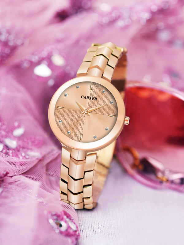 Sandy D Carter Metal Rose Gold Analogue Round Watches for Women_Sandy D Carter-230-RG