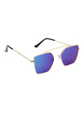 Prime Blue Geometric Hexagonal One Size Metal UV Sunglasses-OL104DB