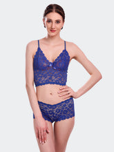 Fleurt R.Blue Lycra Lace Lingerie Set - One Size (Free Size) For Women Fleurt-Set-170-R.BL
