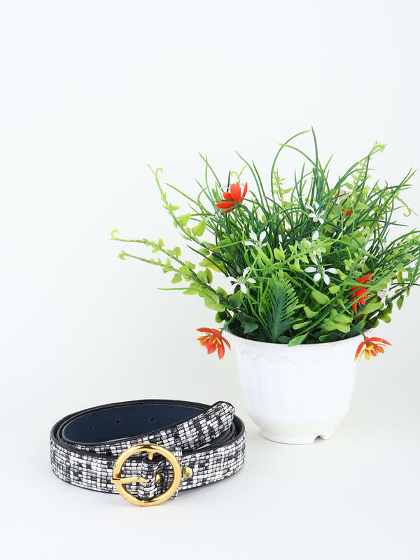 Sandy D Carter Women Black Synthetic Leather Waist Belt for Jeans & Formal Paint SDC-22-543-PTBK