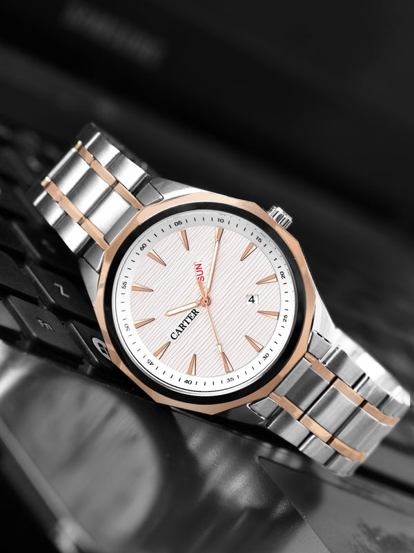 Sandy D Carter Metal Silver Analogue Round Watches for Men_Sandy D Carter-172-RG-SL