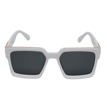 Celebrity White Plastic Frame With Black UV Protected Lens Rectangular Sunglasses for Men & Women_EDDY-07