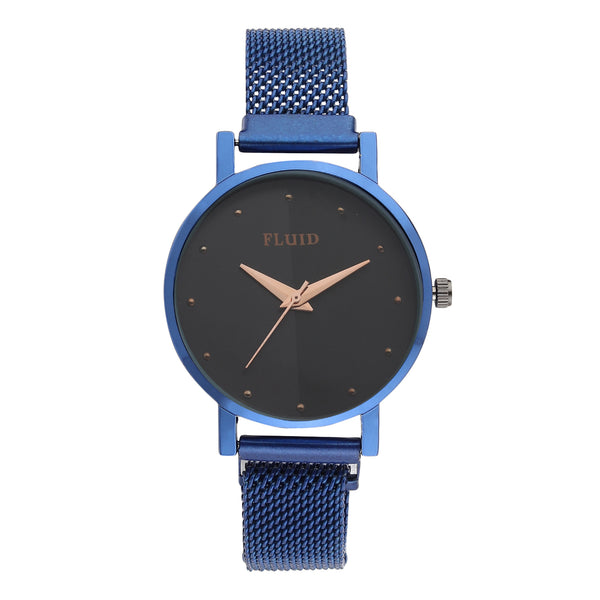 Fluid  Blue Round Allow Strap Analog Watches for Women FLWatch24-Mag-BL-02