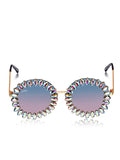 Celebrity Pink Gold-Toned Metal Rimless UV Protected  Crystal Round Sunglasses For Women CL152PK